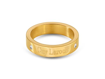 Guy Laroche Aurore Ladies Gold Plated Ring With Crystals Size 52 on Sale