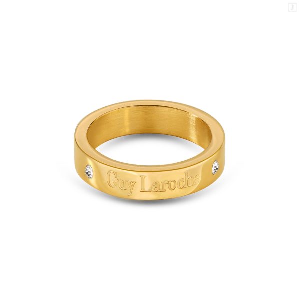 Guy Laroche Aurore Ladies Gold Plated Ring With Crystals Size 52 on Sale