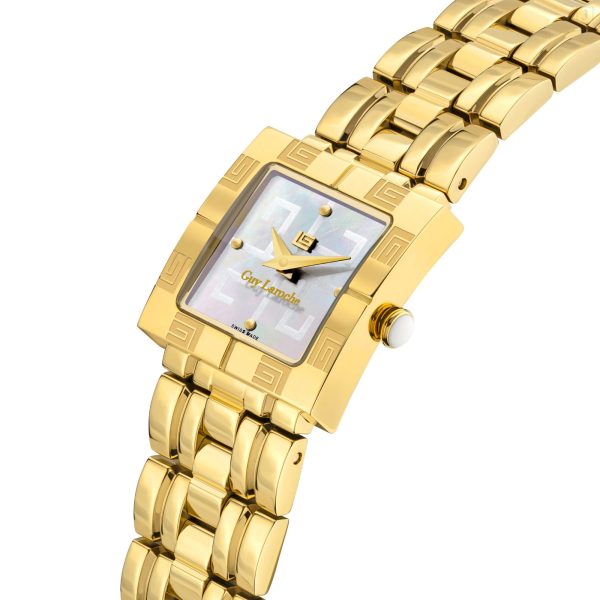 Guy Laroche Camille Ladies White MOP Dial Gold Plated Watch Discount