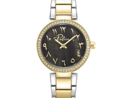 Police Ladies Black MOP Dial Silver Gold Plated Watch For Discount