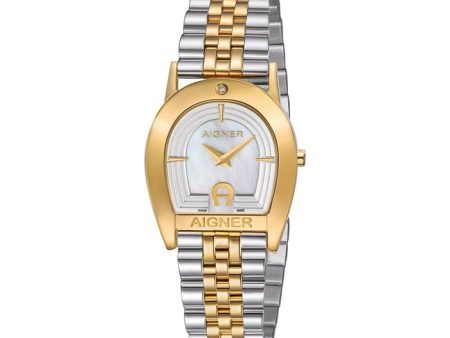 Aigner Varese Women s MOP Dial Stainless Steel Gold Plated Bracelet Watch For Cheap