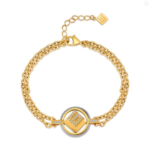 Guy Laroche Camille Ladies Stainless Steel GoldPlated Bracelet With Crystals Online now