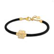 Guy Laroche Aline Gold Plated Black Cord Bracelet with Crystals Supply