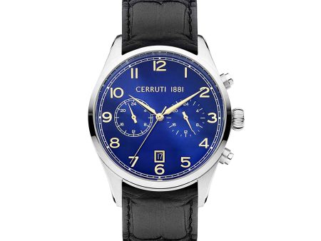 Cerruti 1881 Cavareno Men s Blue Dial Black Leather Strap Watch Sale