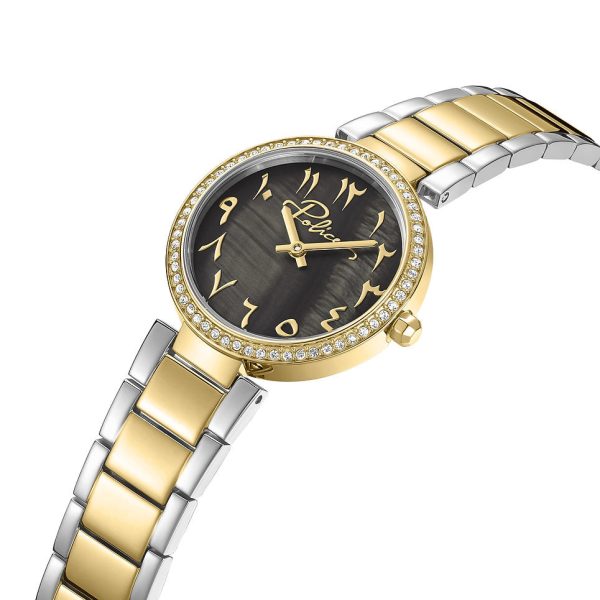 Police Ladies Black MOP Dial Silver Gold Plated Watch For Discount