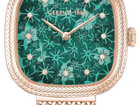 Cerruti 1881 Gresta Women s Green Dial Rose Gold Stainless Steel Mesh Bracelet Watch For Cheap