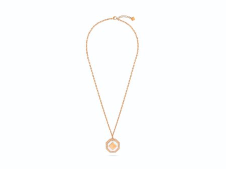 Guy Laroche Ambre Ladies Rose Gold Necklace with MOP & Crystals For Discount