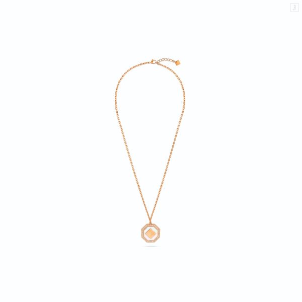 Guy Laroche Ambre Ladies Rose Gold Necklace with MOP & Crystals For Discount