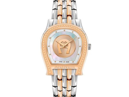 Aigner Vittoria Women s Stainless Steel Rose Gold Plated and White MOP Dial with Metal Bracelet Strap Watch Hot on Sale