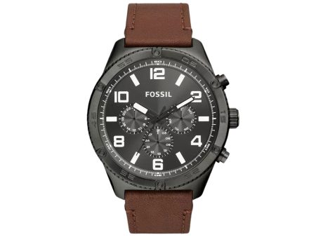 Fossil Men s Brox Multifunction Brown Leather Watch Hot on Sale