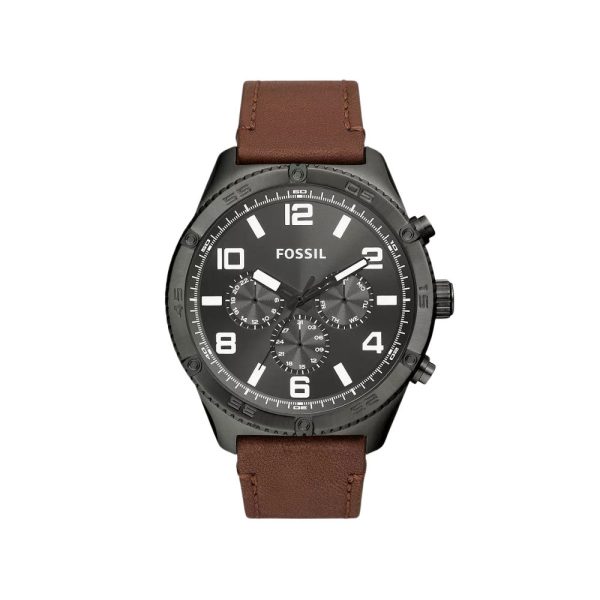 Fossil Men s Brox Multifunction Brown Leather Watch Hot on Sale