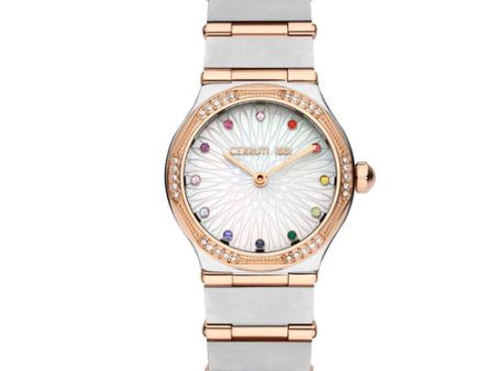 Cerruti 1881 Women s White MOP Dial Two Tone Silver Rose Gold Watch Cheap