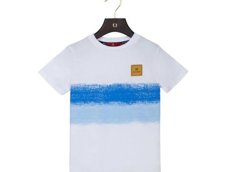 Aigner Kids Boy s White & Blue T-Shirt Supply