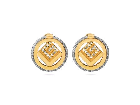 Guy Laroche Camille Ladies Stainless Steel Gold Plated Earrings With Crystals Sale