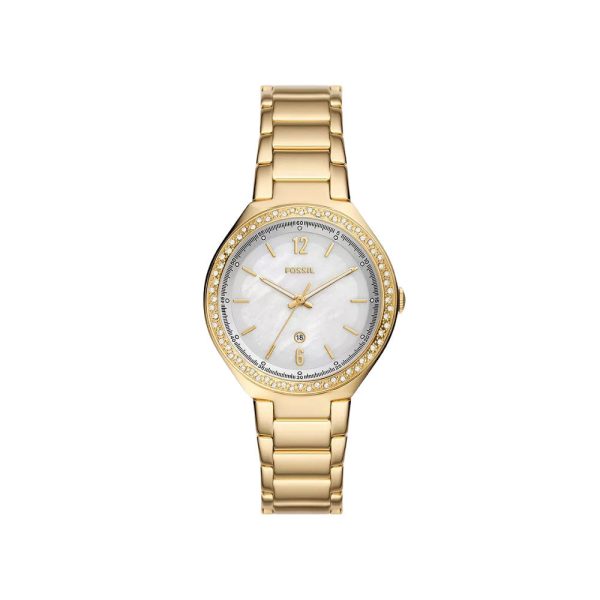 Fossil Women s Ashtyn Three-Hand Date Gold-Tone Stainless Steel Watch on Sale