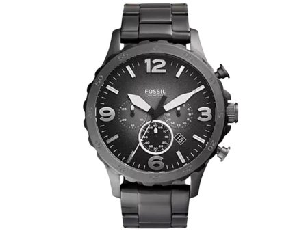 Fossil Men s Nate Chronograph Smoke Stainless Steel Watch For Sale