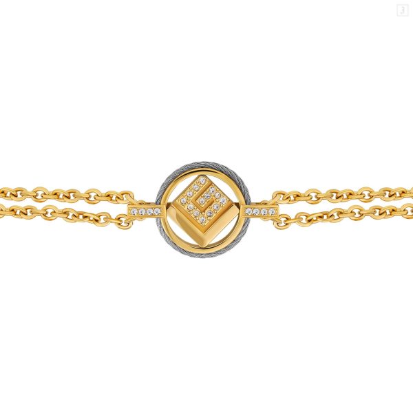 Guy Laroche Camille Ladies Stainless Steel GoldPlated Bracelet With Crystals Online now