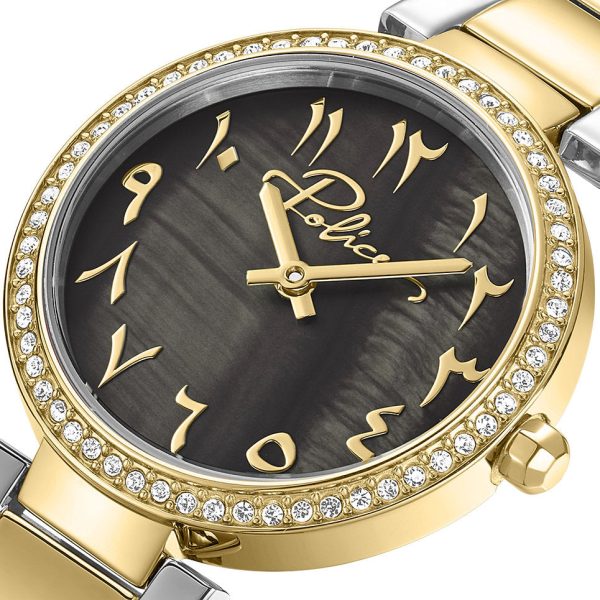 Police Ladies Black MOP Dial Silver Gold Plated Watch For Discount