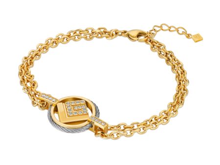 Guy Laroche Camille Ladies Stainless Steel GoldPlated Bracelet With Crystals Online now