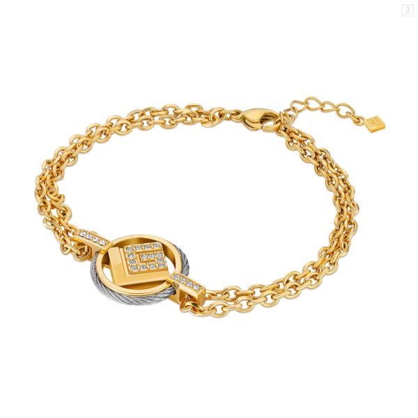 Guy Laroche Camille Ladies Stainless Steel GoldPlated Bracelet With Crystals Online now