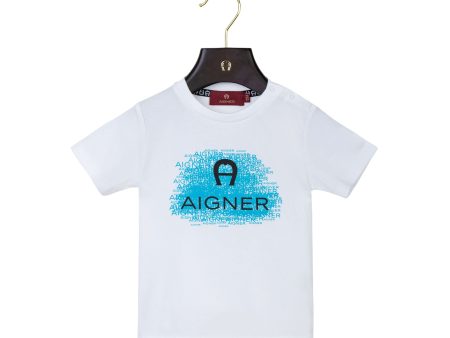 Aigner Kids Baby Boy s White & Blue T-Shirt Discount