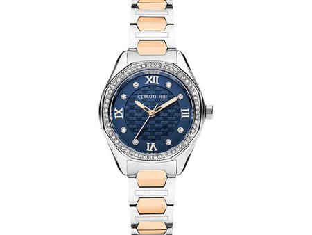 Cerruti 1881 BRETAGNA Women s Navy Blue Dial Silver Rose Gold Watch Hot on Sale