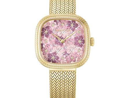 Cerruti 1881 Gresta Women s Pink Dial Gold Stainless Steel Mech Bracelet Watch Cheap