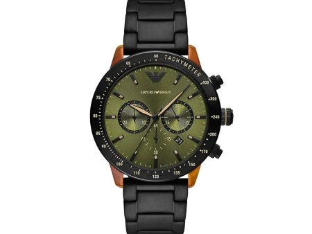 Emporio Armani Men s  Chronograph Black Stainless Steel Bracelet Watch Cheap