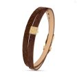 Guy Laroche Elise Gold Plated Brown Leather Bracelet With Crystals Online Sale