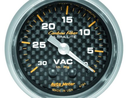 Autometer 2-1 16in Vacuum Gauge Carbon Fiber Mechanical 30Hg Online