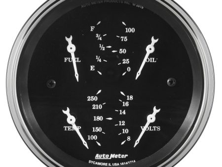 Auto Meter Gauge Dual Fuel & OILP 3 3 8in 240E-33F & 100psi Elec Old Tyme Blk Supply