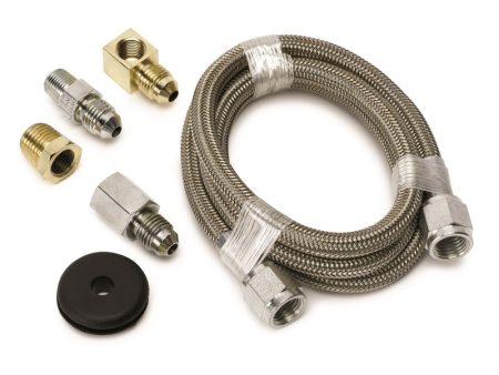 Autometer #4 Braided SS Line (-4AN) 3ft 1 8in NPT Fittings on Sale