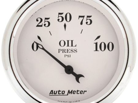 Auto Meter 2-1 16in 100PSI Electronic Oil Pressure Old Tyme White Gauge Online Sale