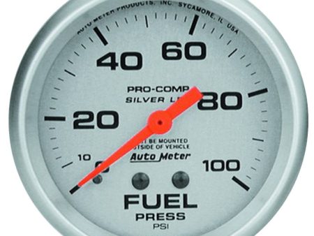 Autometer 66.7mm METRIC 0-100 PSI Fuel Pressure Liquid Filled Mechanical Silver Gauge Online Sale