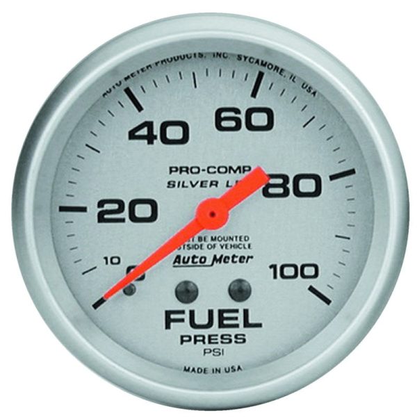 Autometer 66.7mm METRIC 0-100 PSI Fuel Pressure Liquid Filled Mechanical Silver Gauge Online Sale