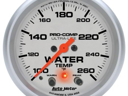 Autometer 66.7mm 100-260 degree F Full Sweep Electronic w  Peak and Warning Water Temperature Gauge For Sale