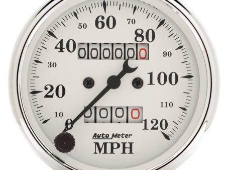 Auto Meter 3-1 8in 120MPH Mechanical Speedometer Old Tyme White Gauge Online Sale