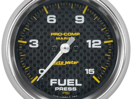 Autometer Marine Carbon Fiber 2-5 8in 15 PSI Digital Stepper Motor Fuel Pressure Gauge Online now