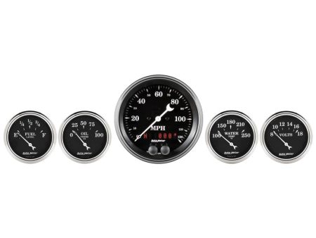 Auto Meter Gauge Kit 5 pc. 3 3 8in & 2 1 16in GPS Speedometer Old Tyme Black Online