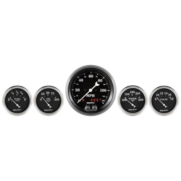 Auto Meter Gauge Kit 5 pc. 3 3 8in & 2 1 16in GPS Speedometer Old Tyme Black Online