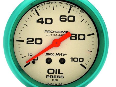 Autometer Ultra-Nite 66.7mm 0-100 PSI Mechanical Oil Pressure Gauge For Sale